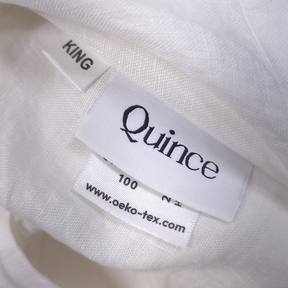 Quince European Linen Double Flange Duvet Cover Set in White - Picture 8 of 9